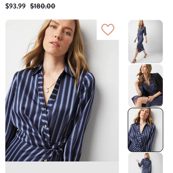 nwt $180 WHITE HOUSE BLACK MARKET satin striped wrap dress 8 p 10 - Picture 3 of 3